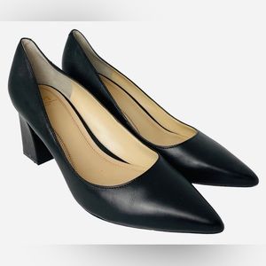 Pre-Owned Marc Fisher LTD Zala Womens Black Leather Slip On Pumps, Size 7 & 1/2M